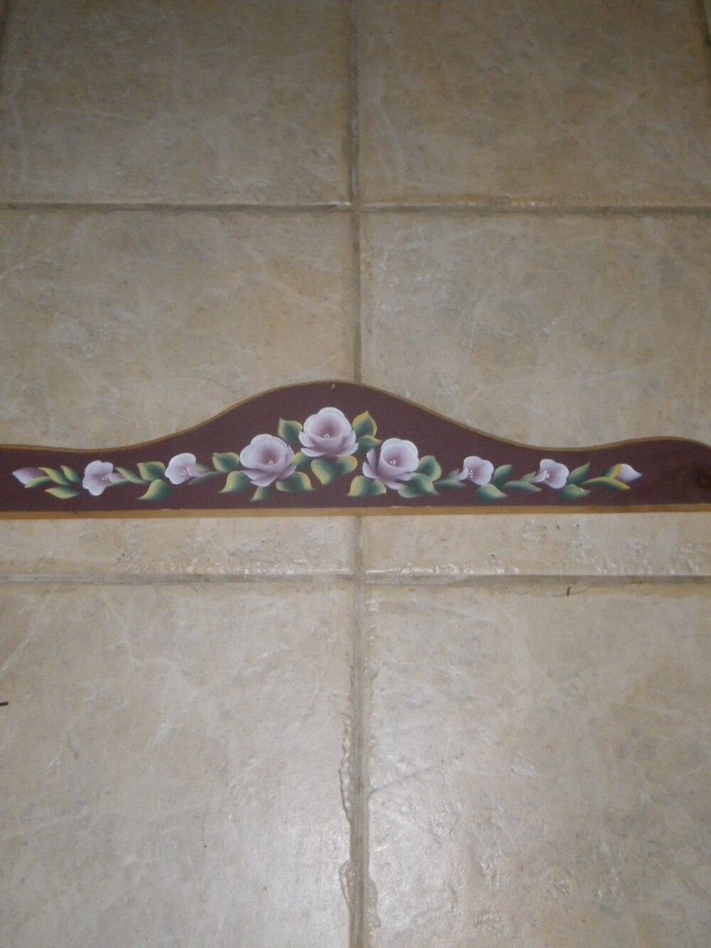 Lovely Hand Painted Flowers Wooden Transom Topper Wall Art Architecture Decor